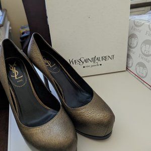 YSL YVES SAINT LAURENT TRIBTOO 80 PUMP HORSE PRINT, NERO APACHE
